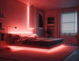 Néon mural dans une chambre à coucher