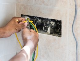 Series of electrician install and mount electrical